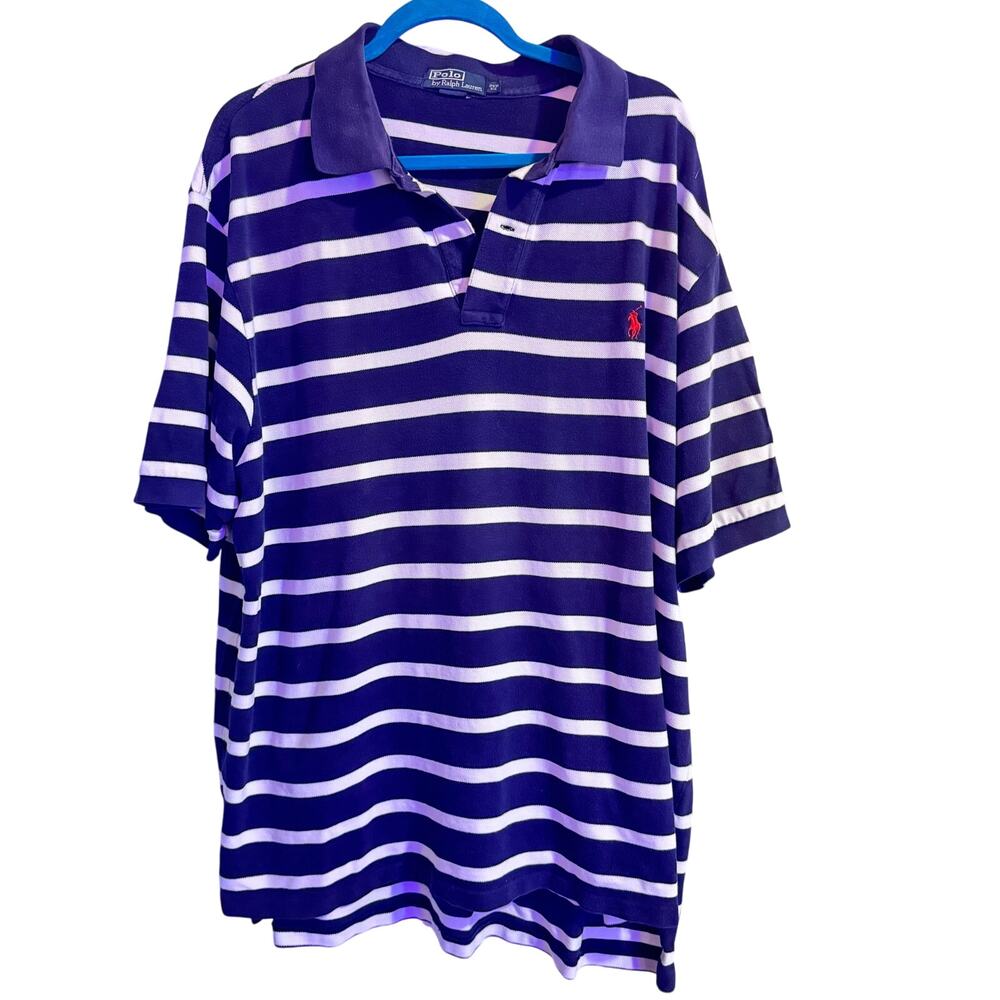 POLO RALPH LAUREN BLUE AND WHIT STRIPED POLO SIZE 2XB
